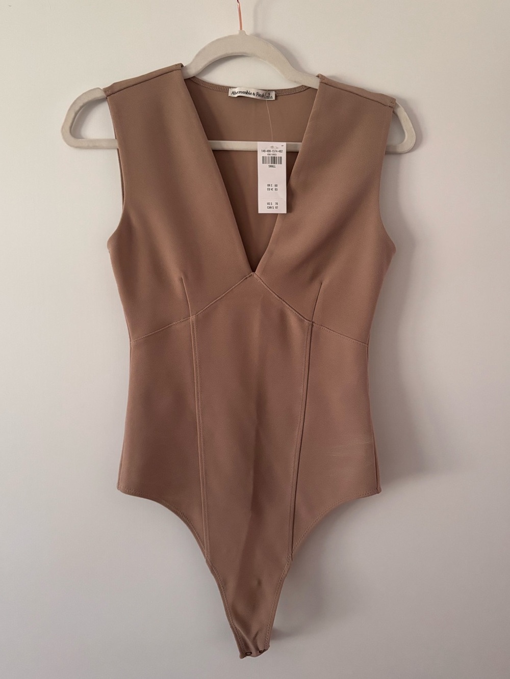 Abercrombie & Fitch Taupe V-Neck Sleeveless Bodysuit